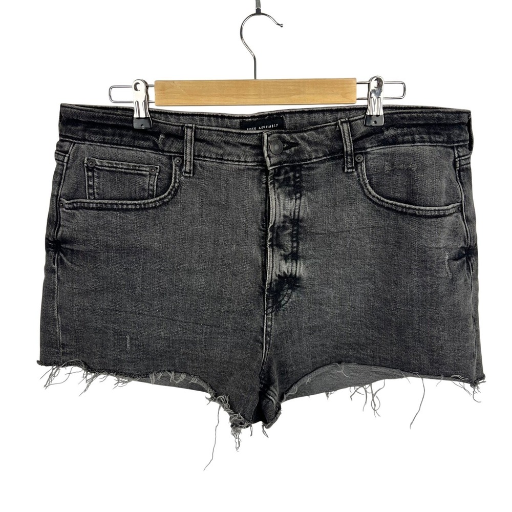 ☘️5/$25 High Waist Micro Jean Shorts Size 14 Denim Grey Indie Grunge Y2K Mini